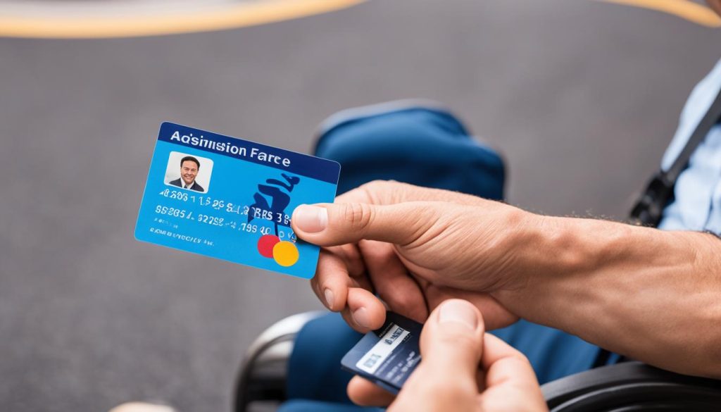 A person holding a disability ID card and accessing everyday benefits